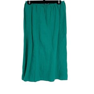 Habitat Women's Green Linen Skirt Size S Pull On Elastic Waist Midi A-line